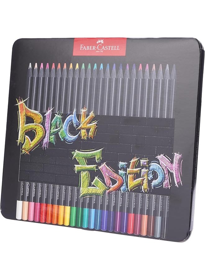 FABER-CASTELL - Black Edition Flat Colour Pencils In Tin Case 24 Pieces - Image 1
