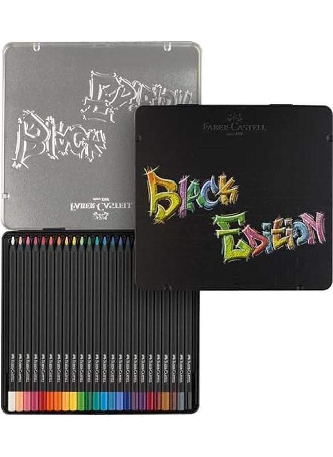 FABER-CASTELL - Black Edition Flat Colour Pencils In Tin Case 24 Pieces - Image 1