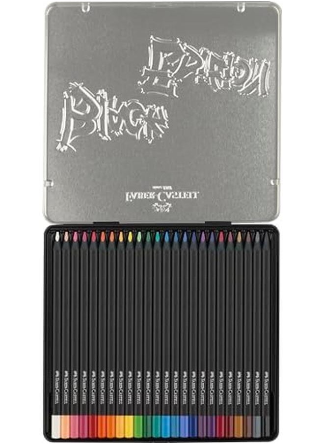 FABER-CASTELL - Black Edition Flat Colour Pencils In Tin Case 24 Pieces - Image 1