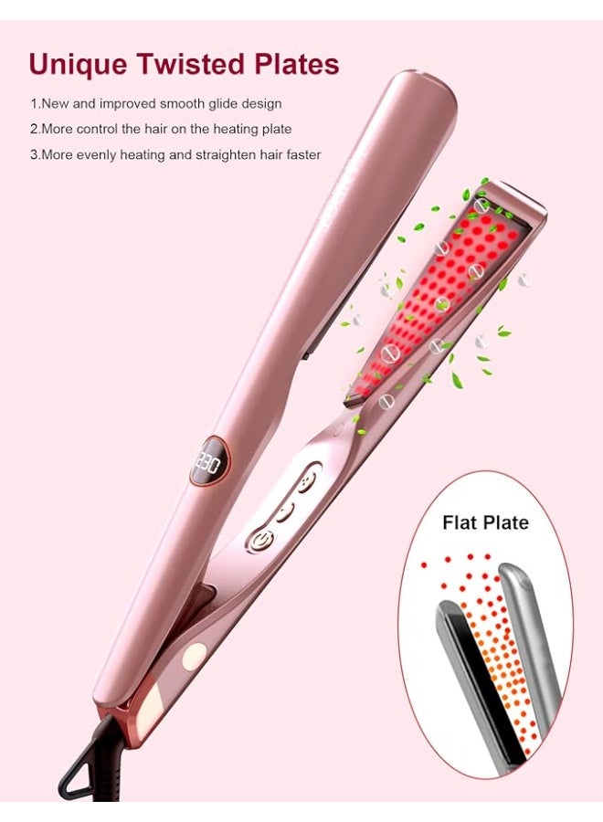 LANDOT 2-in-1 Flat Iron Curling Iron: Twist Ceramic Hair Straightener and Curler for Curl Wave Straighten - 30s Heat-Up 12 Temp Settings for All Hair Types - Image 5