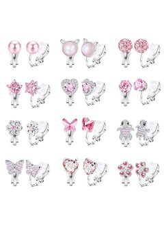 12Pairs Clip On Earrings For Women Girls Hypoallergenic Turtle Heart Star Butterfly Flower Pearl Clip Earrings Multicolored Clip On Stud Non Pierced Earrings Set