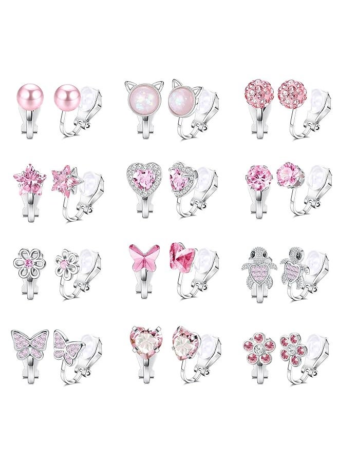 Besteel - 12Pairs Clip On Earrings For Women Girls Hypoallergenic Turtle Heart Star Butterfly Flower Pearl Clip Earrings Multicolored Clip On Stud Non Pierced Earrings Set - Image 1