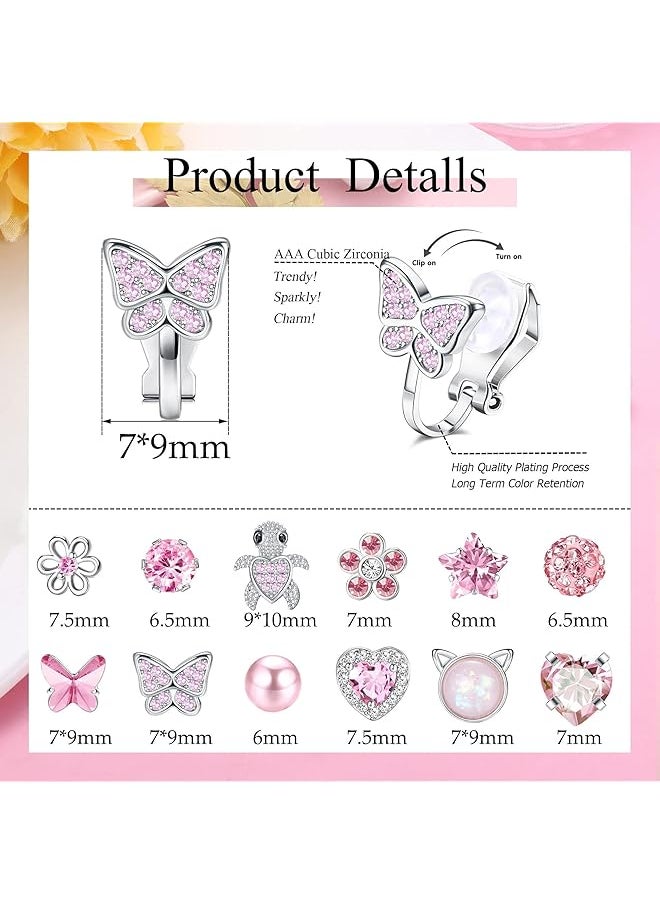 Besteel - 12Pairs Clip On Earrings For Women Girls Hypoallergenic Turtle Heart Star Butterfly Flower Pearl Clip Earrings Multicolored Clip On Stud Non Pierced Earrings Set - Image 1