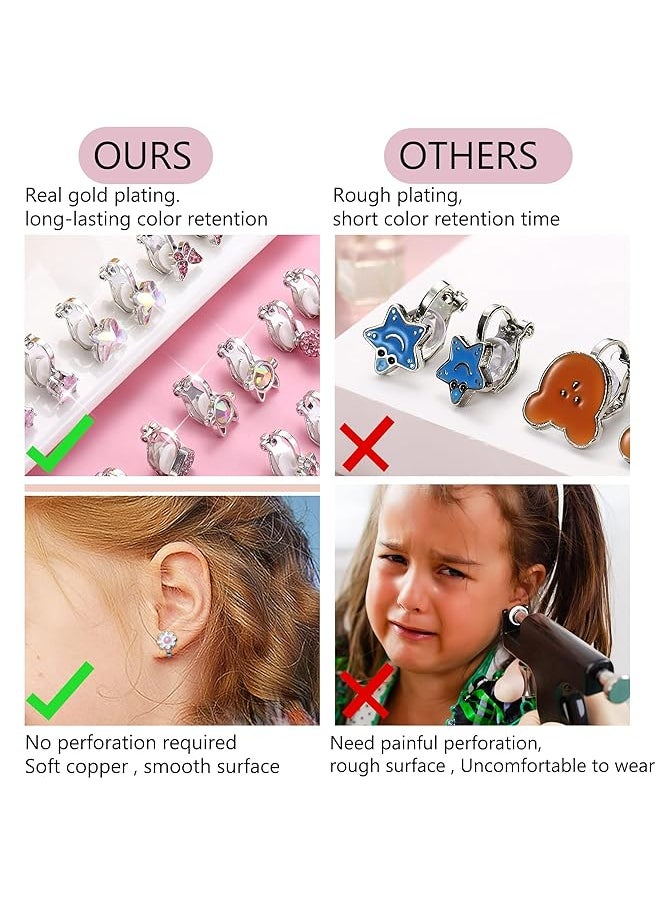 Besteel - 12Pairs Clip On Earrings For Women Girls Hypoallergenic Turtle Heart Star Butterfly Flower Pearl Clip Earrings Multicolored Clip On Stud Non Pierced Earrings Set - Image 1
