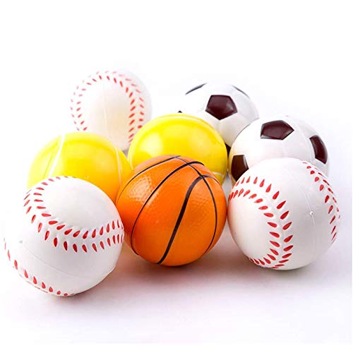 Wang-Data WangData 24 Pack 25 inchs Foam Sports Balls Mini Stress Balls Soccer Ball Basketball Tennis Baseball Squishies Pressure Relieving Health Balls - Image 1