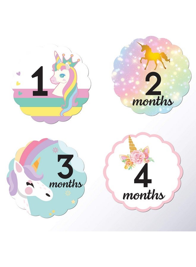 KENCO 24 Pack Baby Month Stickers and Milestone Stickers by Kenco® - Track Your Baby's First Year Month-by-Month and Holidays! Boys and Girls' Available (Girls Unicorn)  - Image 1