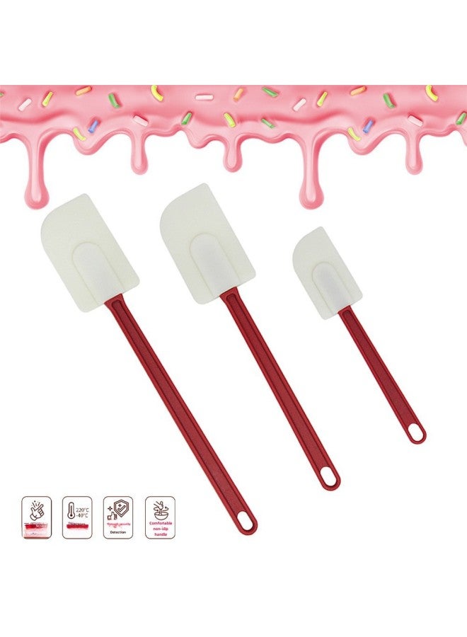 Baking Tools Silicone Scraper High Temperature Resistant Silicone Cream Kitchen Scraper Red Handle Scraper 3 Piece Set-Specifications:10" Two-piece Set - Image 3