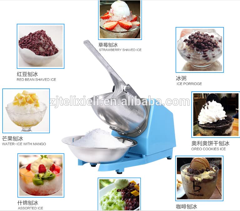 TRADY Electric Ice Crusher Crushed Ice Maker Prevent Splash Stainless Steel Three Blades Ice Shaver Machine for Commercial Household Ice Snow Cone Maker High Power 500W  - Image 4