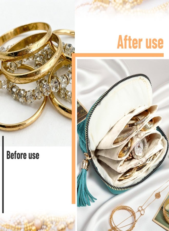 LOTOFUN Jewelry Organizer Case for Travel: 5-Layer Velvet Zipper Pouch Bag for Bangles Link Bracelets Storage Protect from Tangle Scratch (Peacock Blue) - Image 5