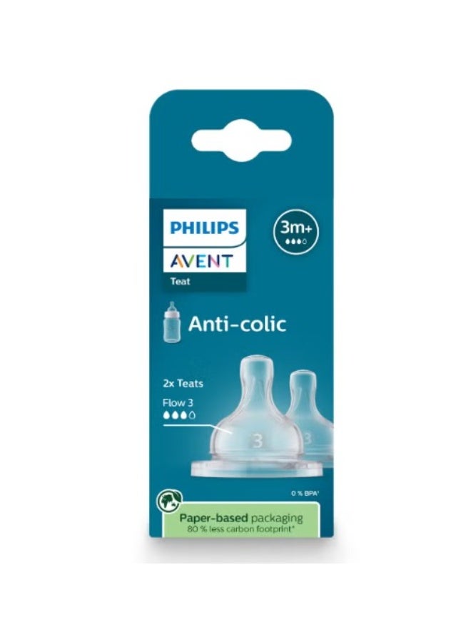 Philips Avent Anti colic Baby Teat Fast Flow 3m+ ( 2 Pack)