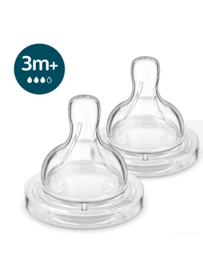 Philips Avent Anti colic Baby Teat Fast Flow 3m+ ( 2 Pack) - Image 2