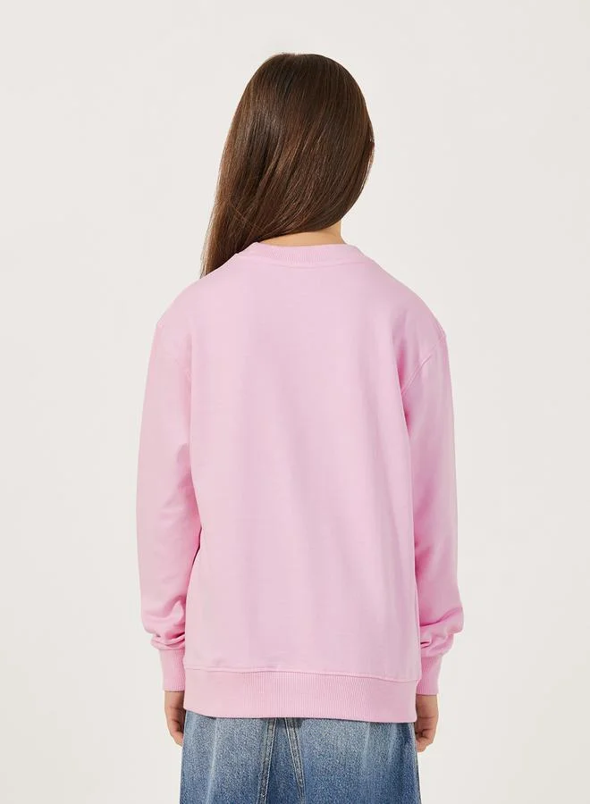 Styli Slogan Print Longline Sweatshirt