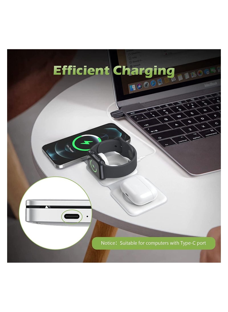 Generic - 3 in 1 Wireless Charger, Foldable Magnetic Charger Station, 18W Fast Wireless Charging Pad, Compatible with iPhone 14/13/12/11, Samsung, AirPods, Google Pixel, i-Watch - Image 1