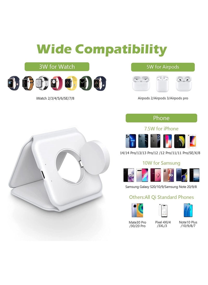 Generic - 3 in 1 Wireless Charger, Foldable Magnetic Charger Station, 18W Fast Wireless Charging Pad, Compatible with iPhone 14/13/12/11, Samsung, AirPods, Google Pixel, i-Watch - Image 1