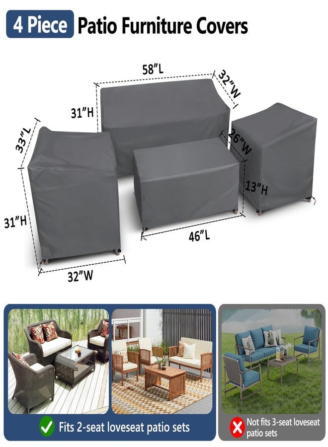 STARTWO Patio Furniture Covers, 4 Piece Heavy Duty Waterproof Outdoor Furniture Cover with Windproof Buckle Strap, Rattan Wicker Patio Furniture Set Cover for Couch Chair, Grey - Image 2