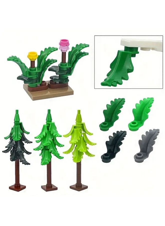 Grass Green Tree 2Set MOC City Plant Winter Fir Leaf Street House Decoration Building Blocks - Image 4