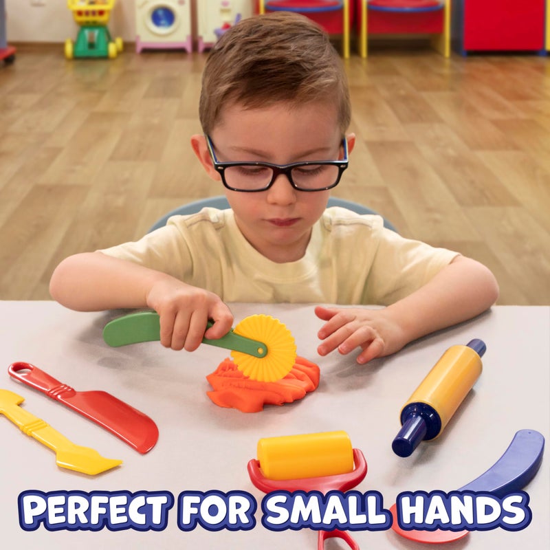 READY 2 LEARN Dough Tools | Set of 6 | Playdough Tool Set | Roll, Cut, Mold and Flatten | Art Supplies for Toddler Crafts - Image 5