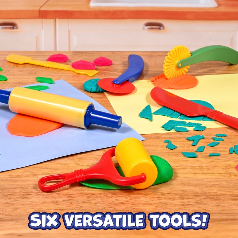 READY 2 LEARN Dough Tools | Set of 6 | Playdough Tool Set | Roll, Cut, Mold and Flatten | Art Supplies for Toddler Crafts - Image 2