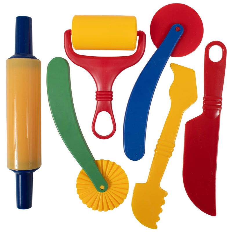 READY 2 LEARN Dough Tools | Set of 6 | Playdough Tool Set | Roll, Cut, Mold and Flatten | Art Supplies for Toddler Crafts - Image 1