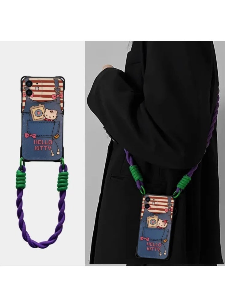 Denim-Style Phone Case with Adjustable Crossbody Lanyard, Shockproof Cover for iPhone 17 Pro Max - Image 5