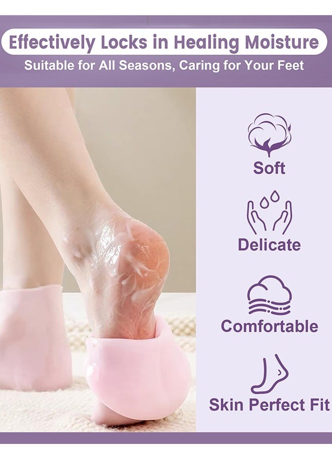 Generic - 2 Pairs Women Foot Spa Pedicure Silicone Socks - Anti Slip Aloe Socks, Calluses, Spa Gel Socks Foot Care After Pedicure, for Dry Cracked Feet Women - Image 1