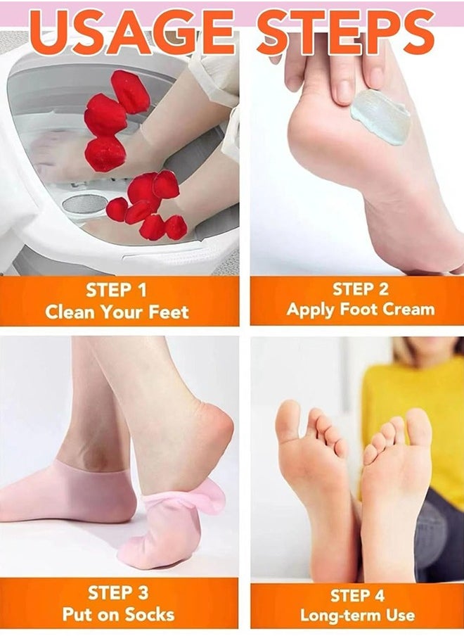 Generic - 2 Pairs Women Foot Spa Pedicure Silicone Socks - Anti Slip Aloe Socks, Calluses, Spa Gel Socks Foot Care After Pedicure, for Dry Cracked Feet Women - Image 1