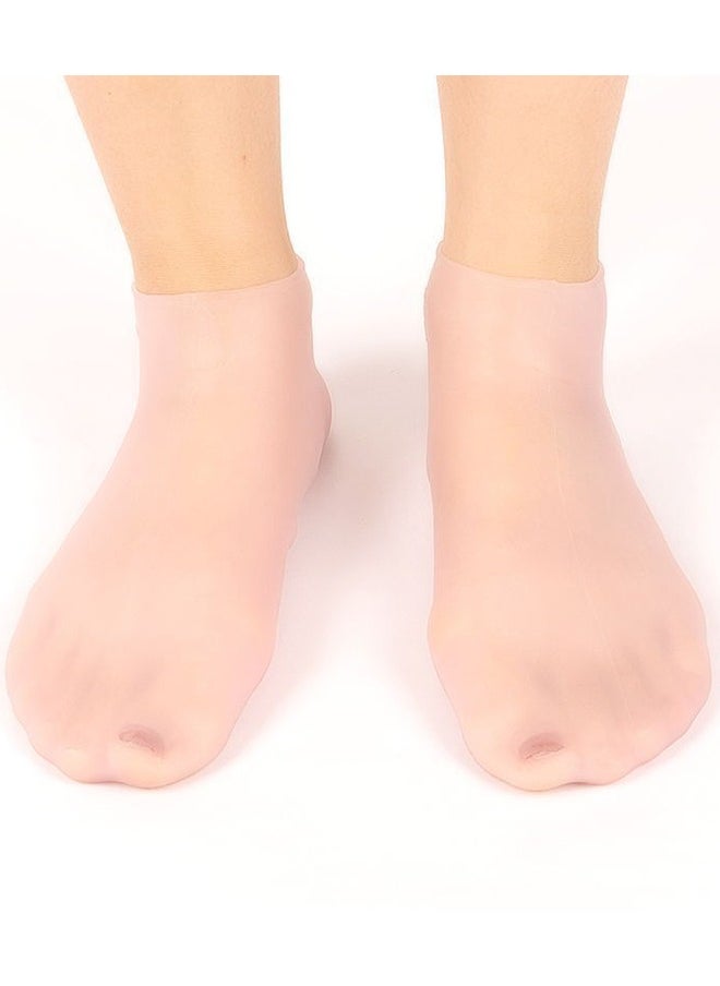 Generic - 2 Pairs Women Foot Spa Pedicure Silicone Socks - Anti Slip Aloe Socks, Calluses, Spa Gel Socks Foot Care After Pedicure, for Dry Cracked Feet Women - Image 1