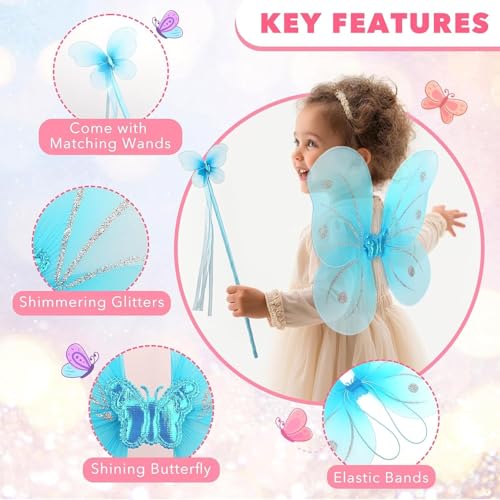 Crackles Fairy Butterfly Wings with Matching Hair Band and Magic Wand Costume for Baby Girls Birthday Party/Princess Accessories/Party Gift for Kids/Party Supplies (Pack of 1,White) - Image 4