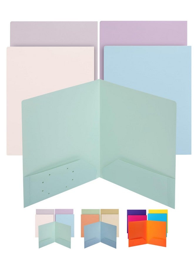 مستر. بين مجلدات بلاستيك بجيوب 5 قطع الوان باستيل هادئة 2 مجلدات بلاستيك جيب مجلدات ملفات بجيب - Image 1