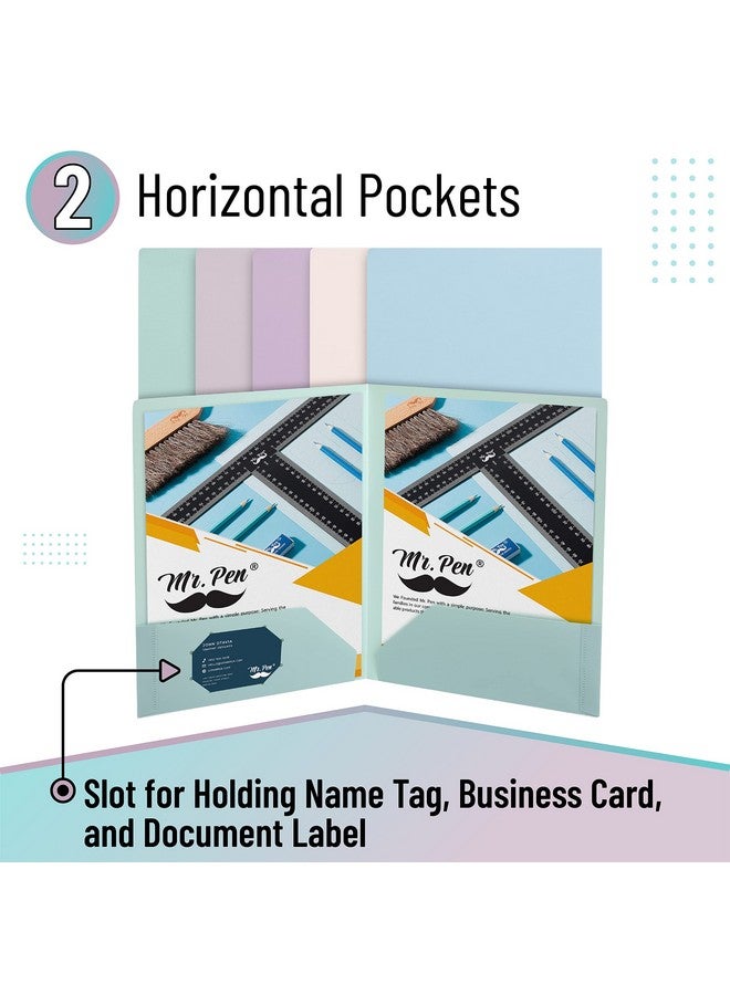 مستر. بين مجلدات بلاستيك بجيوب 5 قطع الوان باستيل هادئة 2 مجلدات بلاستيك جيب مجلدات ملفات بجيب - Image 4