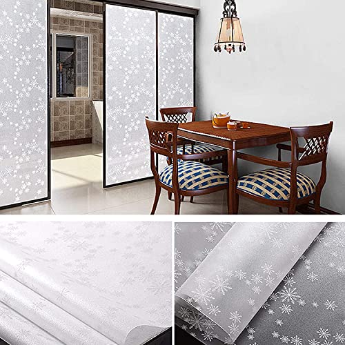 WISDOM Privacy Window Film Frosted Glass Film Lass Film No Glue Anti-UV Window Sticker Non Adhesive for Privacy Office Meeting Room Bathroom Living Room (Snowflake Frosted, 24 x 52) - Image 4
