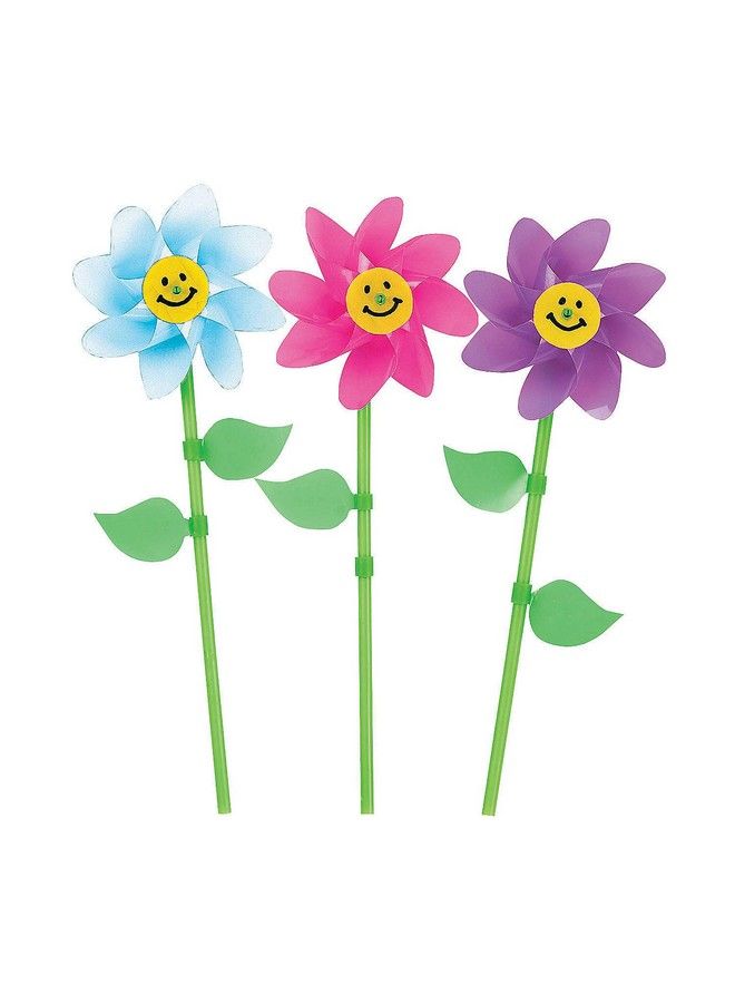 Fun Express Smiling Flower Pinwheels (Set Of 36) Bright Assorted Colors - Image 1