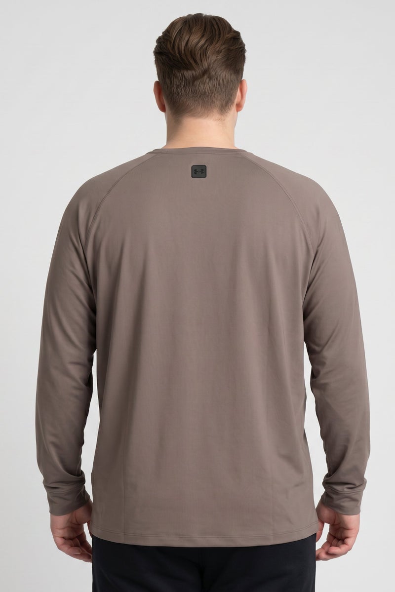 UNDER ARMOUR Men Fitted Long Sleeve Training T-Shirt, Brown - Image 4