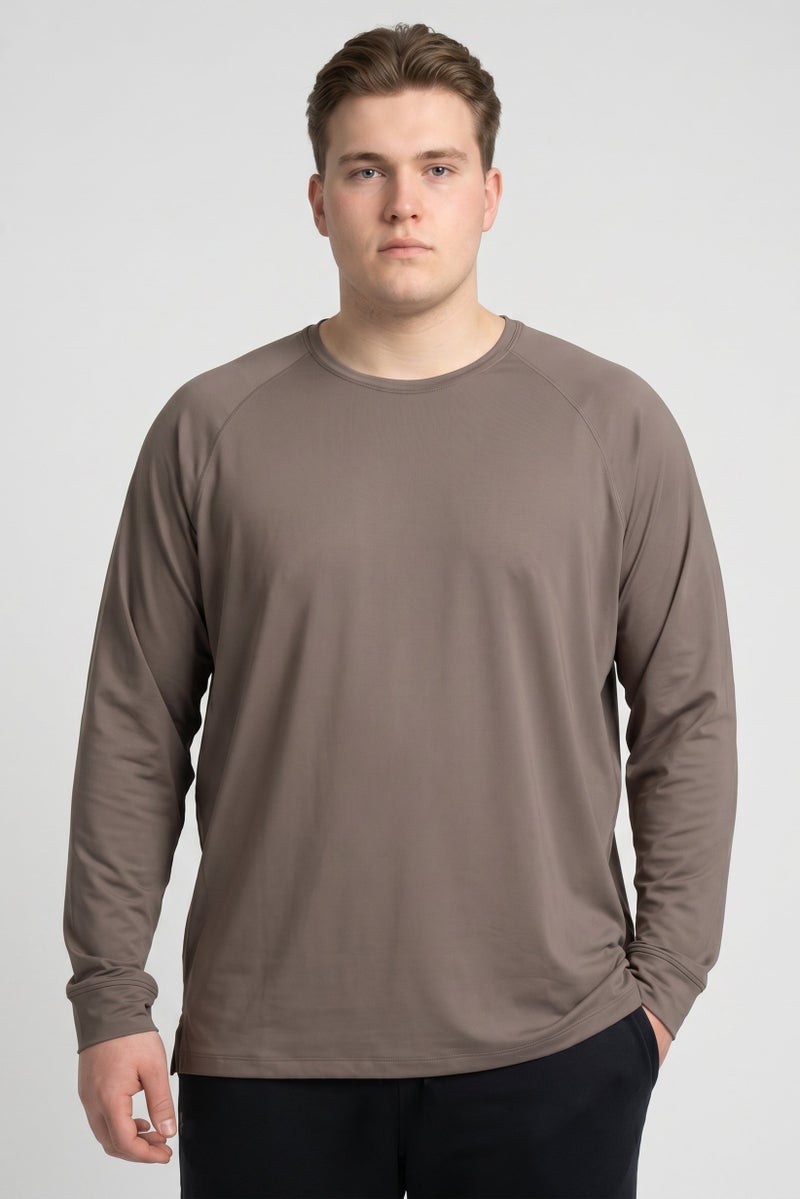 UNDER ARMOUR Men Fitted Long Sleeve Training T-Shirt, Brown - Image 1