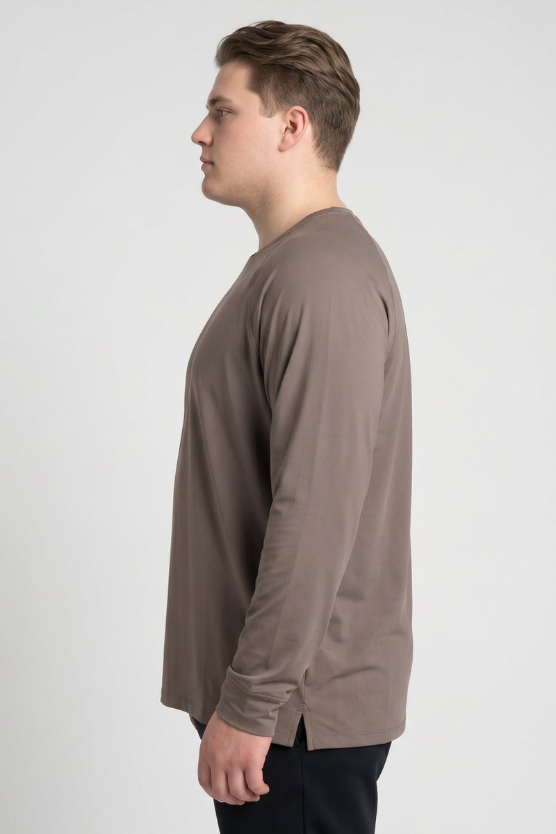 UNDER ARMOUR Men Fitted Long Sleeve Training T-Shirt, Brown - Image 3