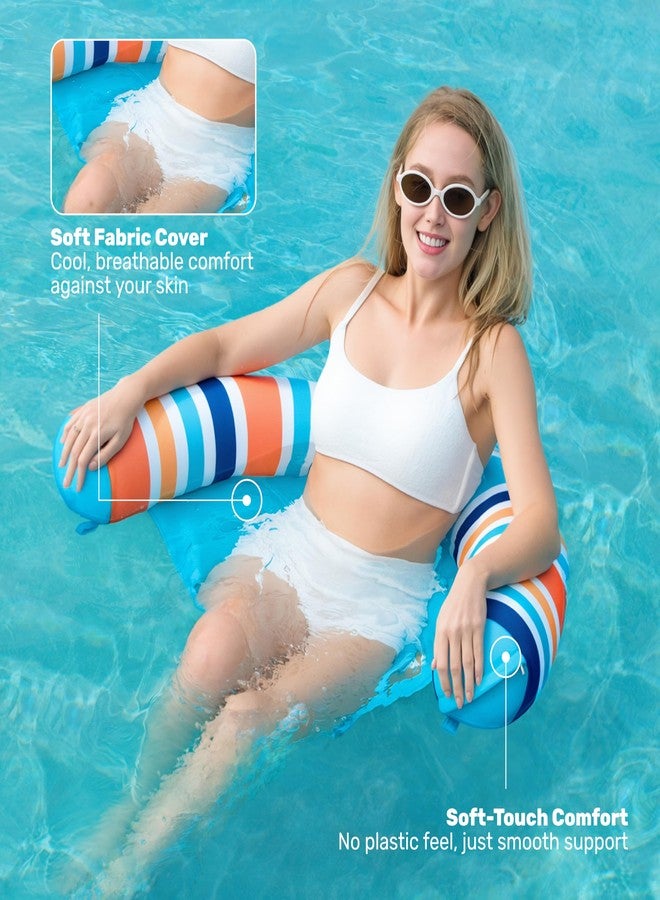 SLOOSH Inflatable Pool Floats Chairs Adults, 2 Packs Floating Noodle Chair with Stripes Design Soft Fabric Covered with Sling for Swimming Pool Water Party Summer Lake,Blue,Green - Image 4