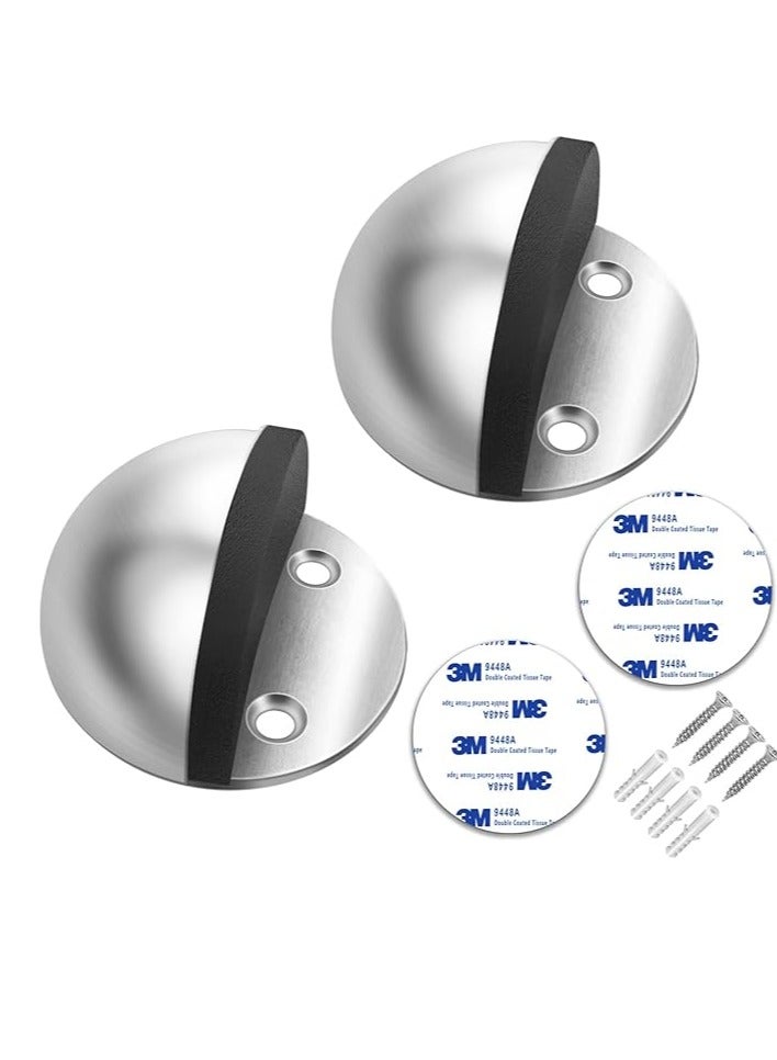 جودوي سدادة باب جودوي، سدادة باب أرضية لاصقة من الفولاذ المقاوم للصدأ تُثبَّت على الأرض بدون حفر، حامل سدادة باب مطاطية لأسفل الباب، نيكل مصقول، عبوة من قطعتين - Image 1