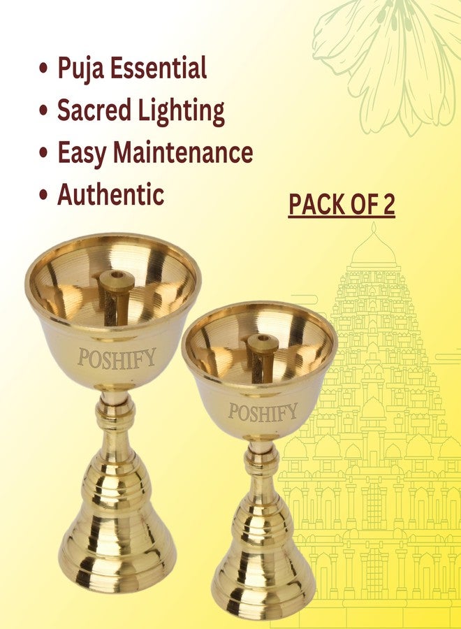 POSHIFY Pyali Brass Diya (Pack of 2) - Handcrafted Traditional Indian Oil Lamp for Puja, Home Decor, and Festival Celebrations - Image 4