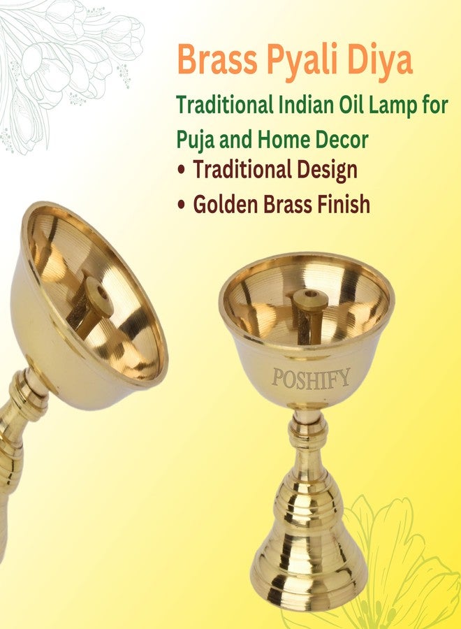 POSHIFY Pyali Brass Diya (Pack of 2) - Handcrafted Traditional Indian Oil Lamp for Puja, Home Decor, and Festival Celebrations - Image 3
