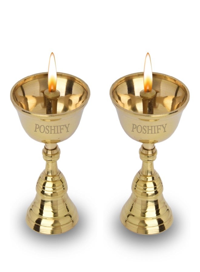 POSHIFY Pyali Brass Diya (Pack of 2) - Handcrafted Traditional Indian Oil Lamp for Puja, Home Decor, and Festival Celebrations - Image 1