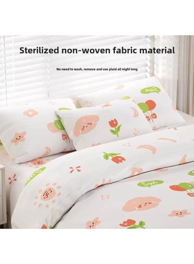 Travel disposable four-piece set bed sheet and quilt cover, hotel and homestay four-piece set, dust-free and sterile - Color: double pure white four-piece set  - Image 5