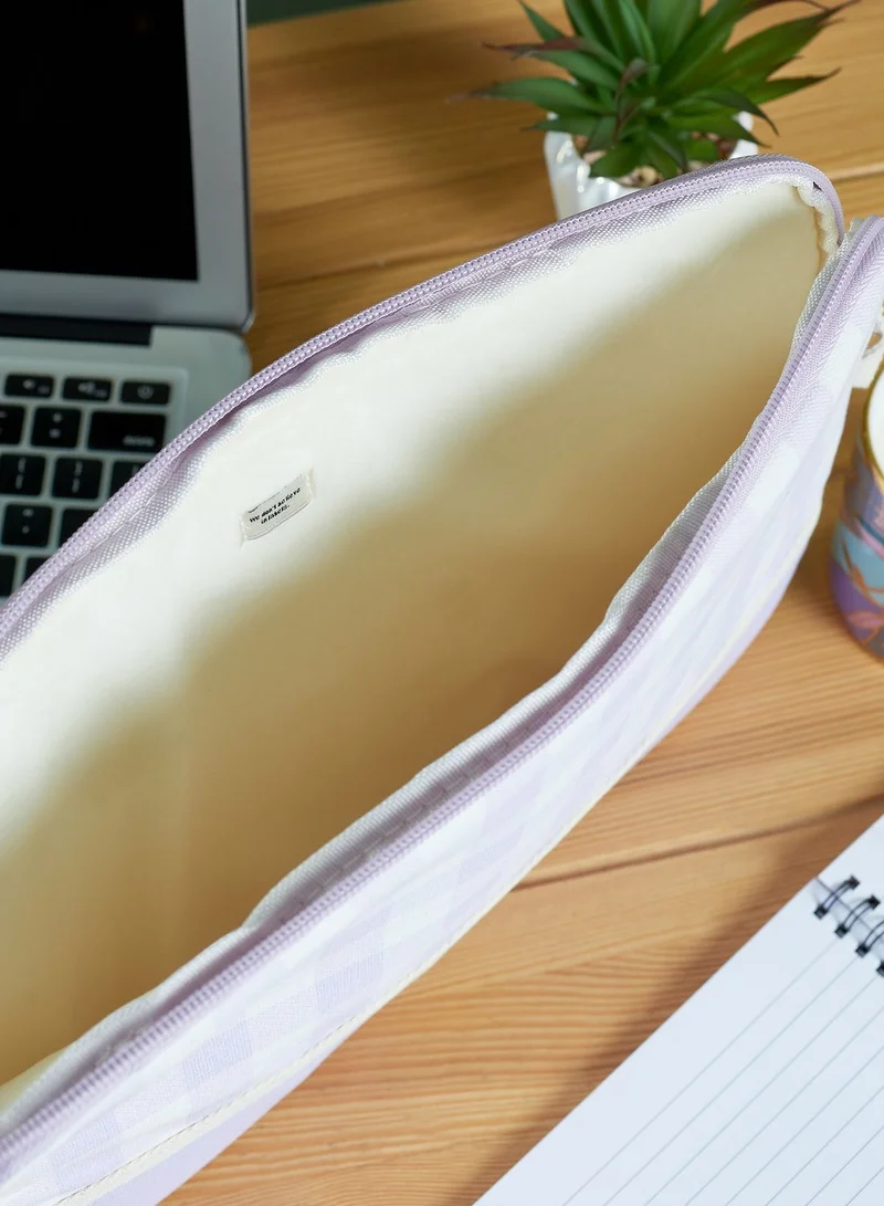 Typo 13" Gingham Pale Lilac Canvas Laptop Case