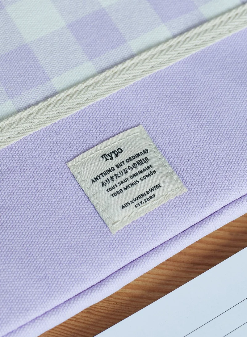 Typo 13" Gingham Pale Lilac Canvas Laptop Case