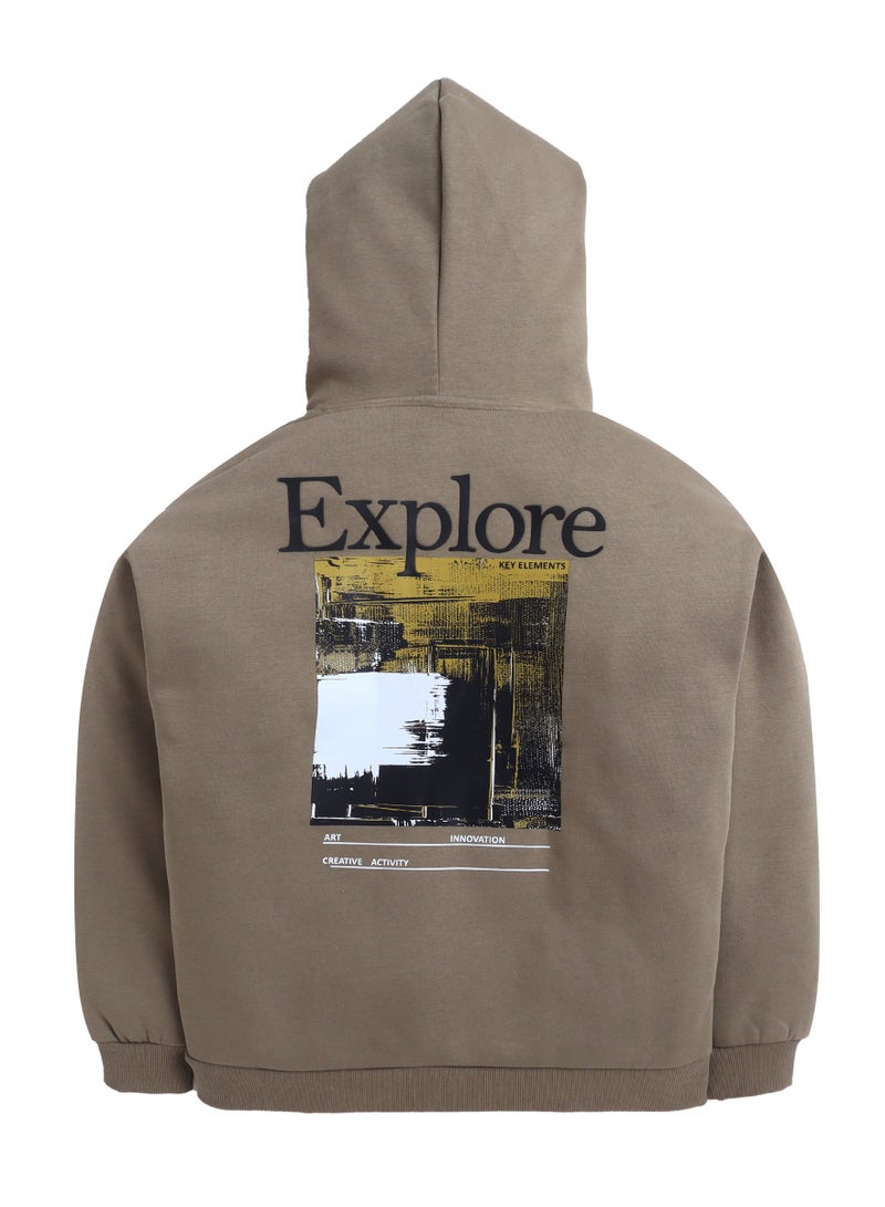 فكتور اند جين هودي أولادي مطبوع عليه عبارة استكشف بلون الزيتون - Image 3