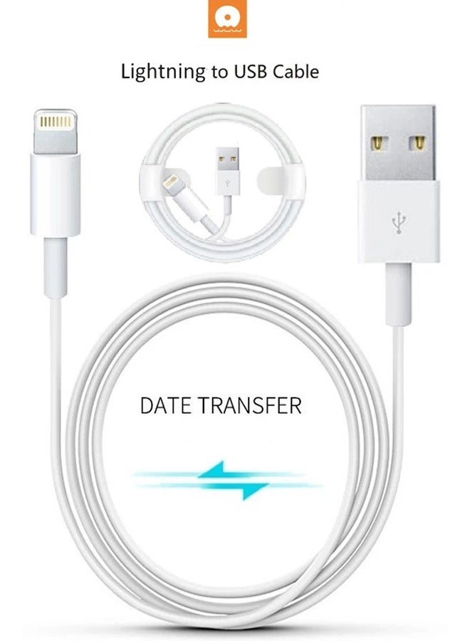 WUW 2A 10 W USB to Lightning Fast Charging & Data Transfer/Sync Cable for Apple Lightning iPhones, iPads, iPods, AirPods, and Accessories, White - Image 1