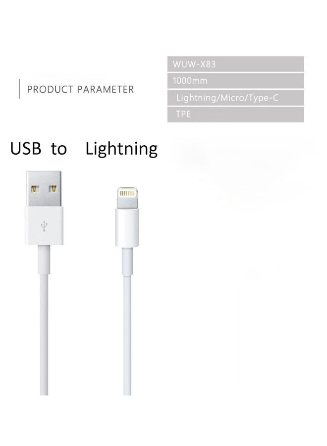 WUW 2A 10 W USB to Lightning Fast Charging & Data Transfer/Sync Cable for Apple Lightning iPhones, iPads, iPods, AirPods, and Accessories, White - Image 5