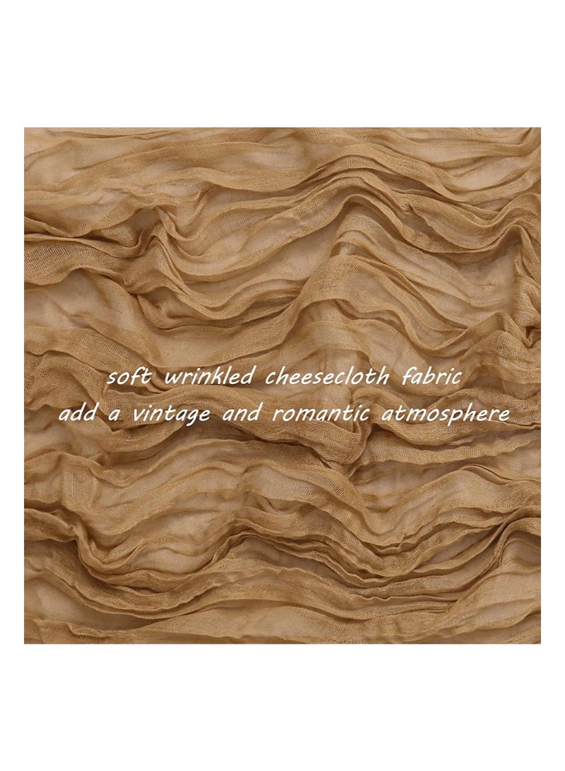 إزدنك قطعتان من مفرش طاولة من القطن الخشن 90 سم × 300 سم بلونين عاريين، مفرش طاولة شفاف من الشاش البوهيمي مناسب لحفلات الزفاف وأعياد الميلاد على الطراز البوهيمي (كاكي + وردي مطاطي) - Image 3