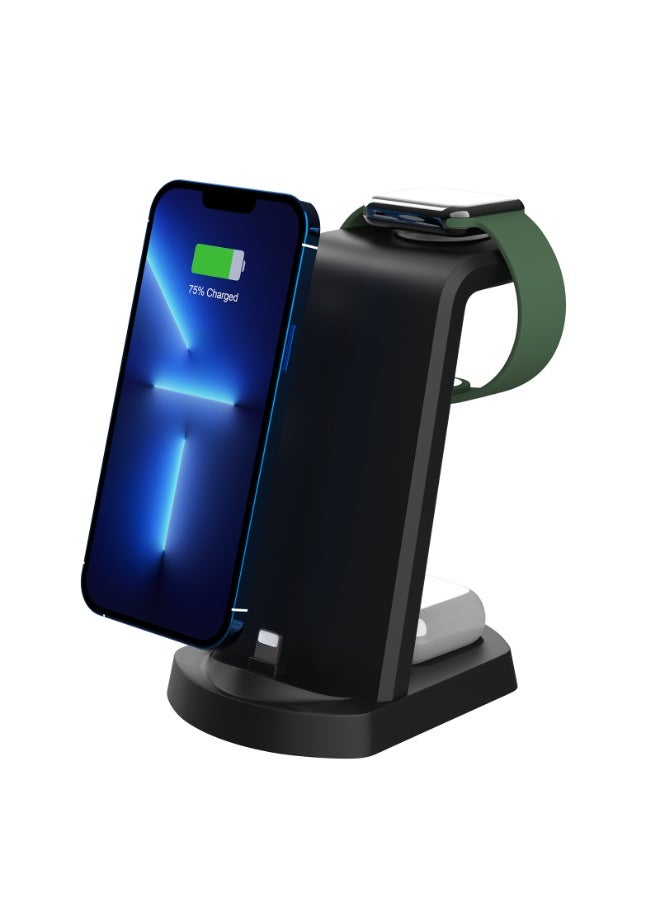 Wireless Charger 3 in 1 Wireless Charging Station 10W Fast Charging Vertical Stand Compatible with iOS Smartphone Watch True Wireless Stereo Earbuds - Image 1