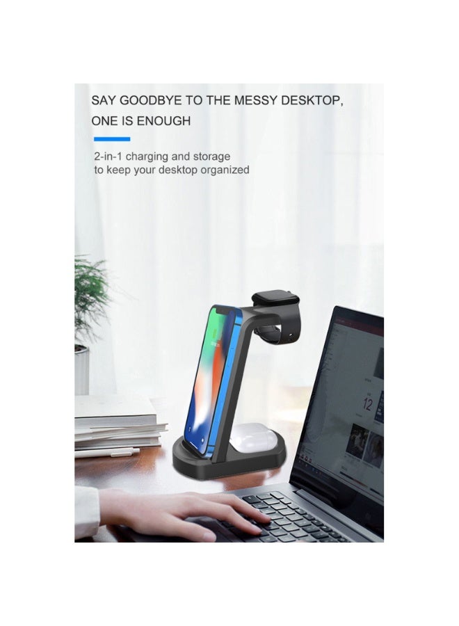 Wireless Charger 3 in 1 Wireless Charging Station 10W Fast Charging Vertical Stand Compatible with iOS Smartphone Watch True Wireless Stereo Earbuds - Image 2