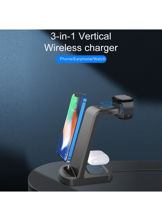 Wireless Charger 3 in 1 Wireless Charging Station 10W Fast Charging Vertical Stand Compatible with iOS Smartphone Watch True Wireless Stereo Earbuds - Image 4